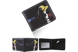 yumcute Cartoon Wallet for Boys Girls, Bi-Fold Black Leather Wallets with Zip Coin Pocket, RFID Blocking Slim Small Theme Purse Cartoon Kawaii Credit Card Holder for Kids Fans