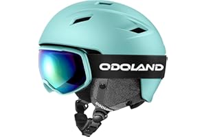 Odoland Kit de Casco de esquí con Gafas de esquí, Casco de Snowboard para Hombres Mujeres Adolescentes niños, Casco de esquí Ajustable y protección UV400 Gafas de esquí