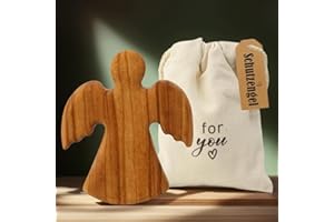 EYEZEEPTION Holz Schutzengel Schulanfang Glücksbringer Prüfung schutzengel Geschenk Kommunion Geschenke für Mädchen Junge, Engel Kleine Geschenke mit Geschenkbeutel Gute Besserung Geschenke Taufe. (Holz)