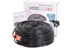 37m Frostschutz Heizkabel mit Knopf-Thermostat VOSS.eisfrei, 230V, Heizleitung Zum Schutz von Wasserleitungen und Weidetränken