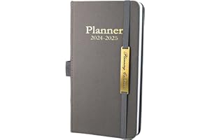 EARNING POWER Diary 2024-2025 - 18 Month A6 Diary from Jan. 2024 to Jun.2025 Mid Year, Pocket Week to View Diary, Weekly & Month Planner with Leather Cover, Pen Loop, Inner Pocket (Grey)