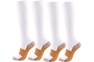 GEBIN 4 Paires Chaussettes De Contention Homme Et Femme, Bas De Contention, Chaussette De Compression pour Le Running, Les Sport, L?Avion, Les Voyages, Récupération