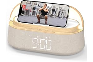 ‎COLSUR COLSUR Radiowecker Digital mit Wireless Charger, Bluetooth Lautsprecher mit USB-Kabelloser Ladegerät, Smart Wecker Schlummerfunktion Induktive Ladestation mit Licht, Nachtlampe,Dimmbares LED Display