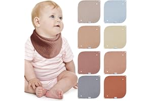 lulumoon Lätzchen Baby Absorbierende Dreieckstuch, Musselin Halstuch Baby mit Verstellbares Druckknopf, Weiche Sabberlätzchen für Junge und Mädchen, Unisex, 8 Stück (Ozean)