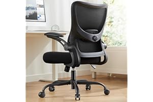 Marsail Ergonomiczne krzesło biurowe, z podłokietnikami z poliuretanu 3D i regulowanym podparciem okolic lędźwiowych, regulacja wysokości i funkcja przechylania, fotel szefa z siatki, do 136 kg