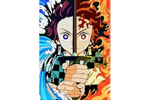 QENSPE 5D Diamond Painting Kit Completo, Demon Slayer (Acqua e Fiamma) Diamond Painting Adulti, Pittura Diamante, Anime Diamond Painting per Bambini DIY Strass Decorazione per Casa e Pareti 30x40cm