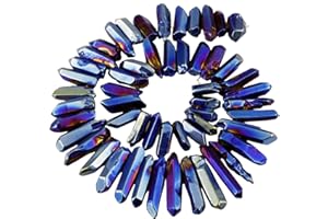 KYEYGWO Titanium Beschichtet Kristall Punkt Perlen Grobe Stein Sticks Spikes Natürliche Quarz Gebohrt 15 Zoll Strang Lose Perlen für Schmuck Machen