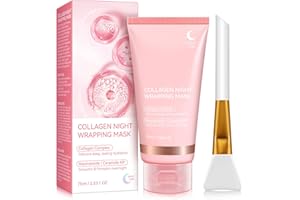 ABODIUSS Kollagen Night Wrapping Mask│Tief feuchtigkeitsspendend und befeuchtend│Bio Kollagen Boosting Maske für die Nachtpflege│Shinyface - Kollagen Maske für Strahlende Haut│Maske Gesicht Freie Bürste