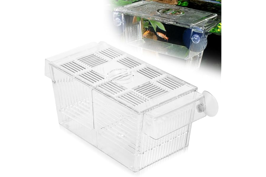 Fish Breeding Box, Breeding Tanks for Fish Double Layer Baby Fish Separator for Tank Plastic Hatching Box Transparent Small Tank Aquarium Isolation Box with Suction Cup