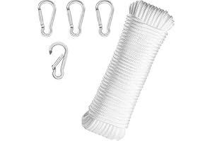 Dantolo 20 M Corde,Corda Intrecciata, Impermeabile, Resistente Sole e Sporco, per Pennoni, Stendibiancheria, Vari Sport Aria Aperta (Bianco)