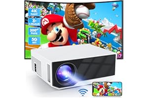 ZDK Mini Beamer 4K-Unterstützung,Full HD 1080P projektor mit Bluetooth und WiFi,20000 Lumen Tragbarer Projektor Heimkino,Kompatibel mit Smartphone/TV Stick/TV Box/HDMI/USB/AV/PS5 (Weiße)