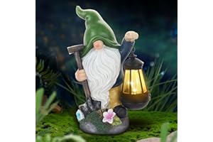 Fiotha Gnomi da Giardino, Statua di Gnomo da Giardino, Statua Solare da Gnomo Giardino, Statua da giardino a forma di gnomo con luce solare, per Giardino o Balcone per casa, portico, Cortile