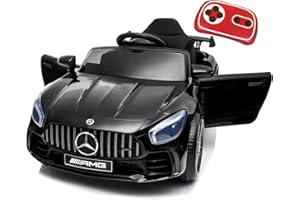 VITONIS 12V Macchina Elettrica per Bambini Mercedes Benz AMG, 2 Porte Giocattolo Veicoli Elettrici con Telecomando 2.4G, MP3, Luci a LED e Cintura di Sicurezza per Bambini dai 3 anni in su, Nero