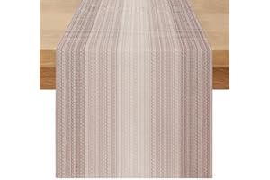 MIUYUNYA Camino de Mesa Beige Marrón Gradiente Rayas 40 x 180 Camino de Mesa Moderno Blanco Primavera Verano Centro de Mesa Decorativo Salon para Comunion Mesa Dulce Bautizo Fiesta