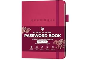 Legend Planner Password Book with Alphabetical tabs. Internet Address Keeper Logbook. Journal for Website Logins, Pocket 11x14.5cm (Hot Pink)