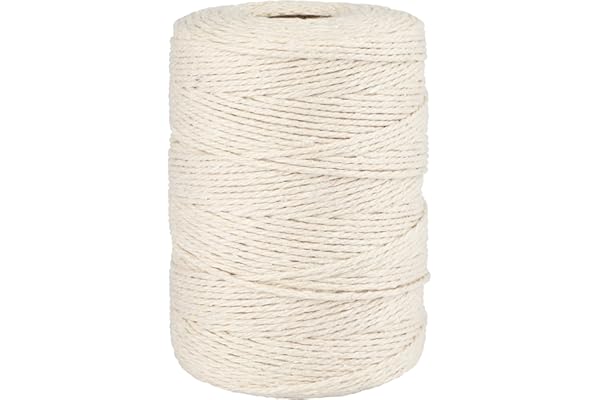 jijAcraft - Corde en Coton Naturel 2mm x 200M, Fil Coton Macramé Ficelle pour Bricolage, Décoration, Cuisine, Travaux Manuels