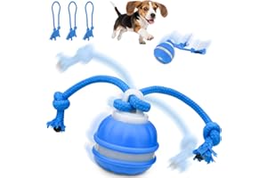 YOMOZEM Interaktives Hundespielzeug, Interaktiver Spielball für Hunde, Ball Hund, Hundespielzeug Ball Mit 3 Kauschnüren, Hundeball Elektrisch Bal-l, Gibt VogelgeräUsche ab Ideal für Kleine Hunde & Welpen