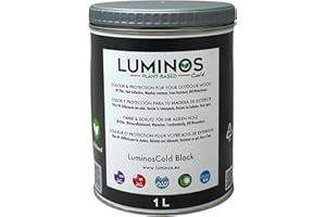 SOLRAC Luminos Cold - LUM1150 - BLACK - Lasur al Agua basado en Biopolimeros. Protector Para Madera Exterior Reflectante IR - Negro 1L