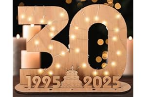 Giftota 2025 Original Regalo de Cumpleaños 30º - Libro de Visitas Madera Luces LED