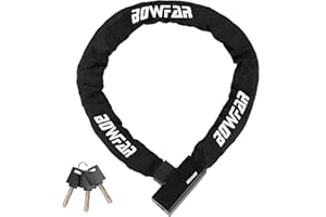 Bowfar Bike Lock, 100cm Anti-Theft Bicycle Lock with 3 Keys, Bike Locks Security Level 7, Heavy Duty Chain Lock for Bike, Bicycle, Motorcycle, Scooter, Door, Gate, Fence