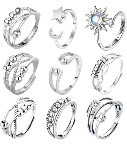 Lot De 6 Anneaux Anti-anxiété Rotatifs Réglables Pour Calmer