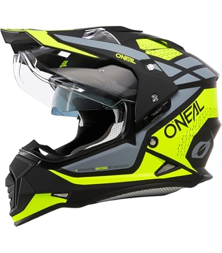 O'NEAL MX Enduro Motorcrosshelm, ABS-schaal, confort-binnenvoering, ventilatieopeningen voor optimale ventilatie en koeling, 1SRS Helmet Stream V.23, volwassenen, zwart neon-geel, XS (53/54 cm