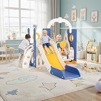Scivolo Per Bambini 6 In 1 Active Khaki Con Blocchi In Schiuma - Set Arrampicata Per Interni Ed Esterni, Autoportante