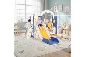 MAMIZO Scivolo per Bambini, Toddler Climber Swing Set, 5 in 1 Parco Giochi, con Altalena, Scivolo, Scala da Arrampicata, Telescopio, Deposito, Set di Giochi per Interni all'aperto, Scivolo Indipendente