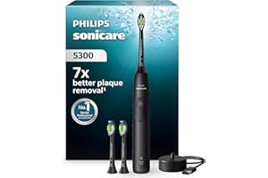Philips Sonicare 5300 Electric Toothbrush, Sonic Toothbrush with 2 Intensity Levels, Pressure Alert, EasyStart, SmarTimer and BrushPacer, Black, Model HX7101/04 [New Technology]