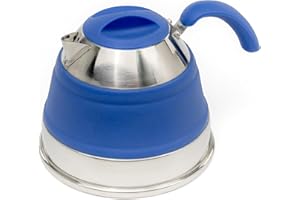 SAMMART Collapsible 1.5L Silicone Kettle - Camping Waterpot, Travel Kettle, Foldable Kettles for Boiling Water. Small Portable Silicone Tea Kettle, Outdoor Camp Pot