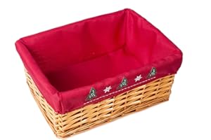 Wickerfield Red lined Honey Wicker Trays Retail Display Christmas Hampers for Gift Packaging (Large)
