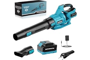 LEEIKOO Leaf Blower Cordless, 21V Garden Blower with 4000mAh Battery, 3 Speed Settings Battery Leaf Blower, 2 Blow Tubes, Shoulder Strap for Leaf, Snow, Dust and Debris Blowing