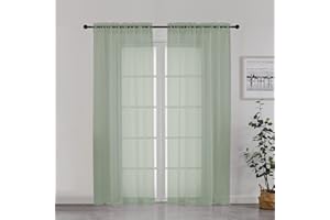 Chyhomenyc Durchsichtige Vorhänge, 183 cm lang, 2 Stoffbahnen, lichtfilternd, luftig, atmungsaktiv, Stangentaschen, Voile-Vorhänge für französische Tür, Schlafzimmer, Wohnzimmer, je 106 x 183 cm