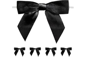 jijAcraft 50 sztuk czarnych wstążek satynowych, 25 mm, kokardy samochodowe, ręcznie wykonane kokardki dekoracyjne, na wesele, do pakowania prezentów, majsterkowania, chrztu, ciasta, torebek na