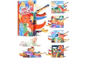 SINLAW Libri di Stoffa per Neonati, Promuove Lo Sviluppo del Cervello,Libro Sensoriale Neonati,Libri Tattili per Bambini per 0 6 12 Mesi (Dinosaur)