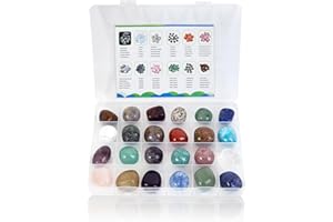 ORIENTREA 24 pièces Ensemble de Cristaux de Guérison naturels pour Débutants et Collectionneurs, Pierre Cristaux Naturelle pour Kits de Guérison en Cristal, Pierres de Chakra, pour Guérison, Méditation, Cadeau