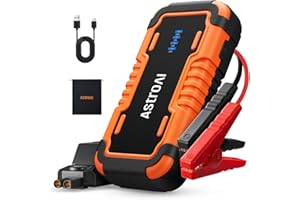 AstroAI P10 Jump Starter Power Pack – Portable Car Battery Booster Jump Starter Power Bank for 12V Cars (10.0L Petrol / 8L Diesel), Motorbikes, Includes LED Flashlight, Orange