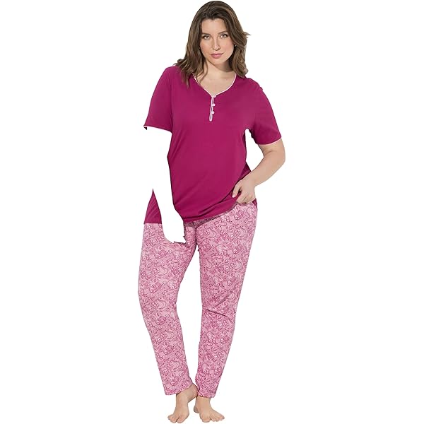 Ulla Popken Damen 2-teiliges Bigshirts Set - Romantic Nights Nachthemden In Übergrößen