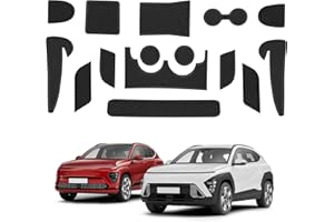 ECOZEN Tappetini Antiscivolo Hyundai Kona SX2 Hybird(benzina-elettronica) 2024 2025 Impermeabile antiscivolo Tappetini Gomma per Console Centrale Porta Bicchieri Scanalatura Porta Kona SX2 Accessori