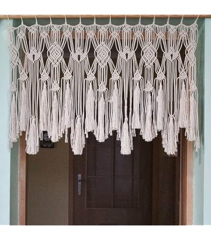 Beige macramé tafelloper - boho stijl - 1 stuk - katoen/vlas - 30 x 180