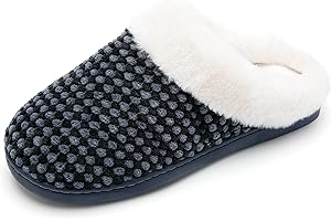 MABOVE Zapatillas Casa para Mujer CáLido Pantuflas de Memory Foam con Forro de Felpa Cómodas Antideslizante para Interiores y Exteriores