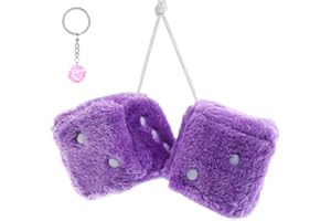 LUXIANYS Car Hanging Furry Dice, Car Dice, Car Hanging Furry Dice,Hanging Fuzzy Dice Plush Car Pendant,Pair of Hanging Couple Car Pendant with Dots For Car Mirror Accessories Hanging(Purple) (Purple)
