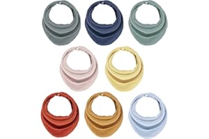BEW Baby Dreieckstuch Lätzchen, Musselin Halstuch Baby mit Verstellbares Druckknopf, Weiche und Absorbierende Musselin Tücher Baby Sabberlätzchen für Junge, Mädchen, Säugling, Kleinkinder, Unisex