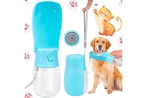 SOUNDZERO 300Ml Bouteille d'eau pour Chien Chat, Bouteille d'eau Portable pour Chien, Pliable Gourde Chien, avec Bouton Lock et Filtre à Charbon Actif Convient pour Le Camping Le Randonnée (Bleu)