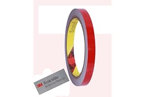 INDIAN STORE 24 Nastro riflettente 3 M 610C Pellicola riflettente Nastro riflettente Nastro di avvertenza di sicurezza Pellicola riflettente impermeabile (Red, 15mm x 10meter)