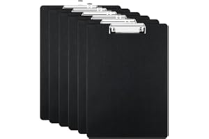 pangdapengpeng 6 Pezzi Portablocco A4, Portablocchi in Plastica, Cartelline Portadocumenti con Pinza in Metallo per Appunti, Moduli, Documenti, Disegni (Nero)