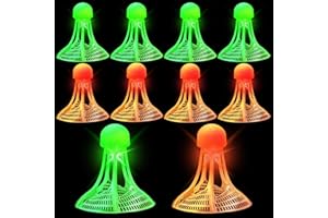 ATMWM 10 Stück Led Federball Badmintonbälle, Led Federbälle, Jump Ball Leuchtend LED Federballs Luminescent Balls Fun Badminton Selbstübungs-Rebounder-Set Kinder für Indoor/Outdoor Sportaktivitäten