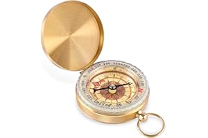 PAYFULLY Kompass Outdoor Messing, Portable Wasserdicht Kompass, Taschenkompass mit Fluoreszenz und Navigationstools für Outdoor Aktivitäten wie Camping Wandern auch