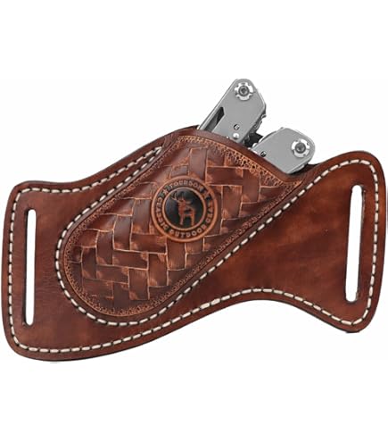 Tourbn - Funda multiherramienta EDC de piel marrón, organizador con 3