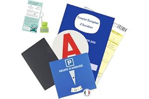 Idée pro mobilité® Kit Jeune Conducteur INCONTOURNABLE Disque Bleu de stationnement (Fabriqué en France) + A Jeune Conducteur + Constat Amiable + Étui Carte Grise (Pack Dique A Électrostatique)